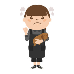 職種のイラスト。女性のトリマー。怒っている女性。
