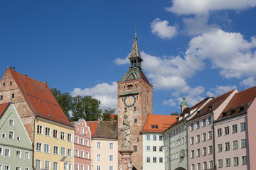 Main square with Marie fountain in Landsberg am Lech