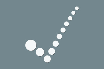 Check mark vector illustration with white color circles on dark background for approval sign in business and education