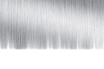 Gray hair close-up on white background, isolated. Carefully trimmed tips