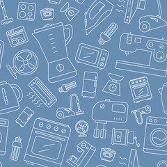 Home appliances background - Vector seamless pattern of home and kitchen machines for graphic design