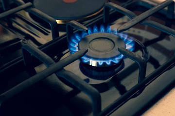 Gas stove and gas coming from the burner