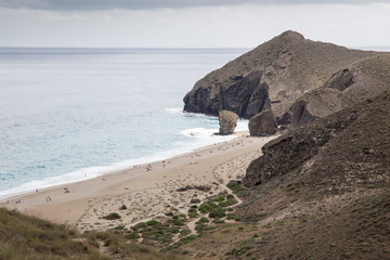 Playa de los Muertos famous beach in Cabo de Gata natural park in Almeria Andalusia Spain
