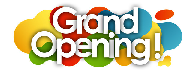 grand opening in color bubble background