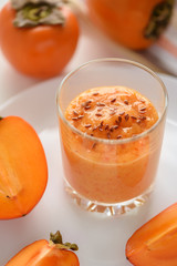 Persimmon smoothies with flax seeds.