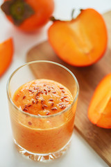 Persimmon smoothies with flax seeds.