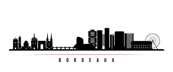 Foto op Plexiglas Bordeaux skyline horizontal banner. Black and white silhouette of Bordeaux, France. Vector template for your design. © greens87
