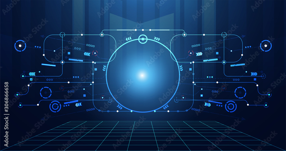 Poster abstract technology ui futuristic concept hud interface hologram elements of digital data chart, com
