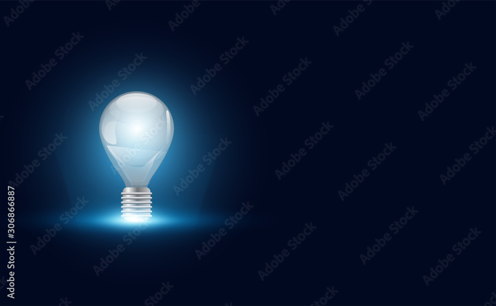 Poster abstract idea with light bulb on copy space futuristic hi tech modern gradient and light.vector illu