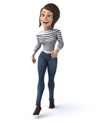 Fun 3D cartoon casual character woman