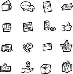 The shoping doodle icon set.