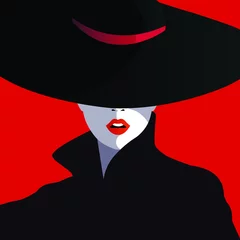 Poster de jardin Rouge 2 Femme de mode dans le style pop art. Illustration vectorielle