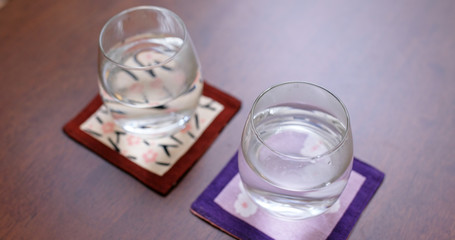 Two glass of water on the table