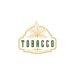 Tobacco leaf vintage logo design for tobacco store. Vector tobacco leaf