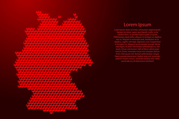 Germany map from 3D red cubes isometric abstract concept, square pattern, angular geometric shape, for banner, poster. Vector illustration.