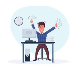 Evil overworked businessman due to excessive work