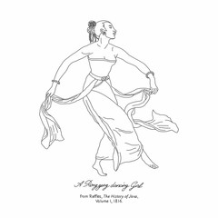 A Ronggeng Dancing Girl Sketch