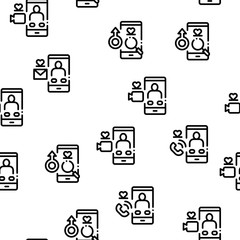Dating App Seamless Pattern Vector Thin Line. Illustrations