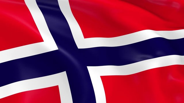 Photo realistic slow motion 4KHD flag of the Norway waving in the wind.  Seamless loop animation with highly detailed fabric texture in 4K resolution.