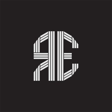 recommend clip art: RE Logo monogram with outline style linked isolated on black background