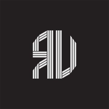 recommend clip art: RU Logo monogram with outline style linked isolated on black background