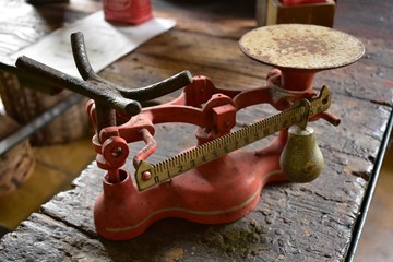 Vintage weight scale used in the tea industry.