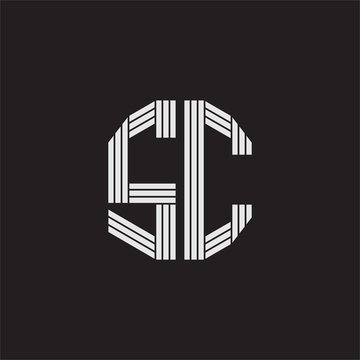 recommend clip art: SC Logo monogram with outline style linked isolated on black background