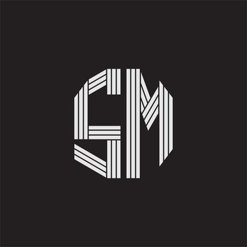 recommend clip art: SM Logo monogram with outline style linked isolated on black background