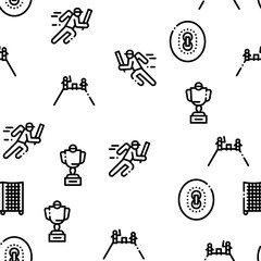 Cricket Game Seamless Pattern Vector Thin Line. Illustrations