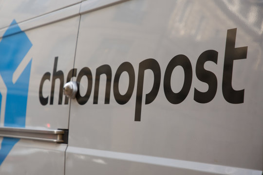 Chronopost logo delivery van sign for post french transport courier