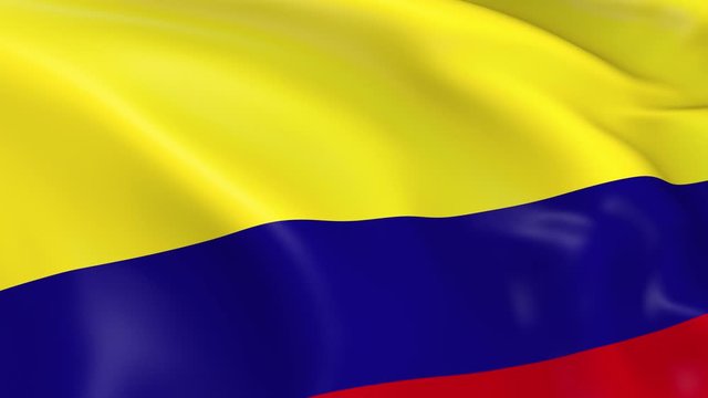 Photo realistic slow motion 4KHD flag of the Colombia waving in the wind.  Seamless loop animation with highly detailed fabric texture in 4K resolution.