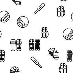Cricket Game Seamless Pattern Vector Thin Line. Illustrations