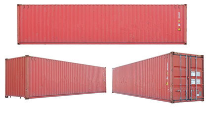 Red container cut the white background to