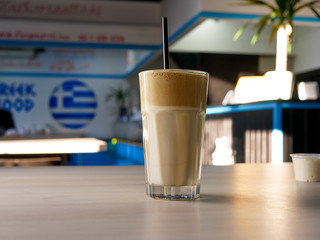Coffee on a restaurant table