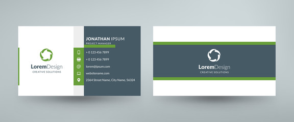 Creative and clean corporate business card template. Vector illustration. Stationery design