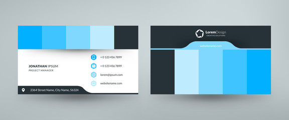 Creative and clean corporate business card template. Vector illustration. Stationery design