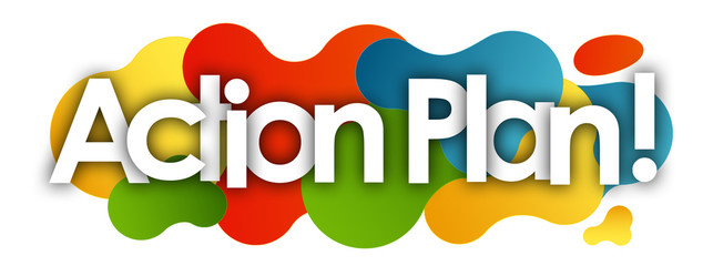 action plan in color bubble background