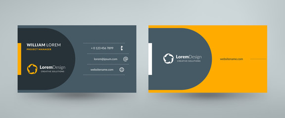 Creative and clean corporate business card template. Vector illustration. Stationery design