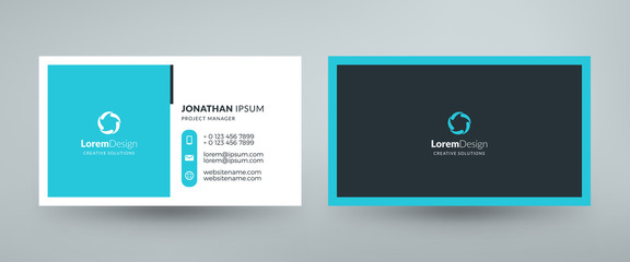 Creative and clean corporate business card template. Vector illustration. Stationery design