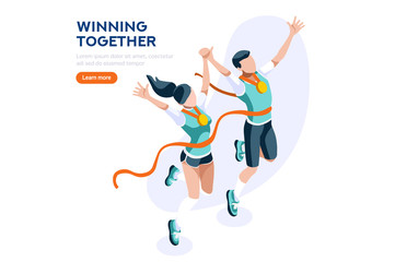 Fototapeta na wymiar Web Page, Place with Hands of Athletes. Tournament with Athletics Characters for Victory. Cartoons on Website Page on a First Strong Competition for a Gold Medal. Flat Vector Illustration