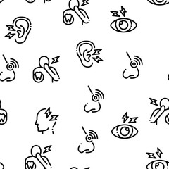 Body Ache Seamless Pattern Vector Thin Line. Illustrations