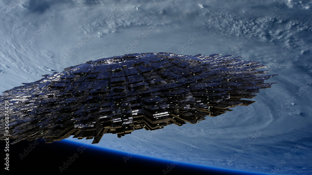 Canvas Prints ufo, alien spaceship in orbit of planet earth
