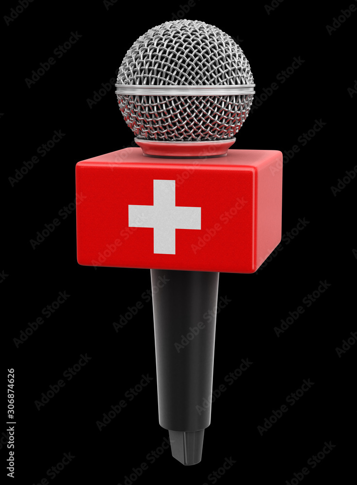 Poster microphone with swiss flag. image with clipping path