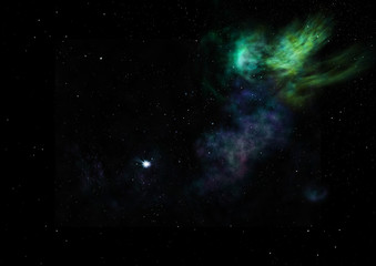Star field in space and a nebulae. 3D rendering