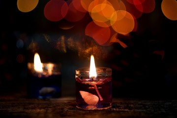 two candles in the dark