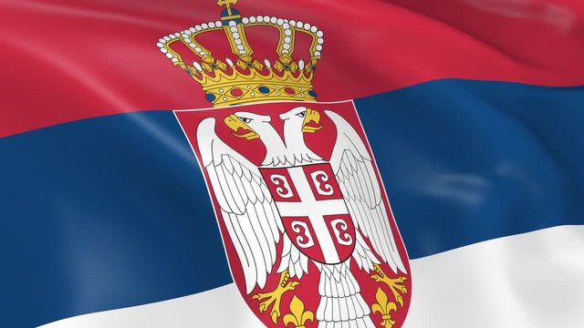 Photo realistic slow motion 4KHD flag of the Serbia waving in the wind.  Seamless loop animation with highly detailed fabric texture in 4K resolution.
