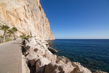 Fototapeta na wymiar View from the Ifach penyon rock in Calpe coast Alicante Spain