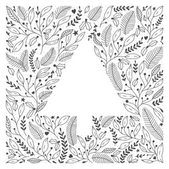 Frame christmas elements line art doodle holiday Card Postcard