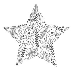 Frame christmas elements line art doodle holiday Card Postcard