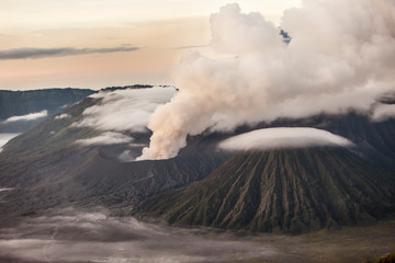 The beautiful mountaintop and crater of mount Bromo in Indonesia that still active